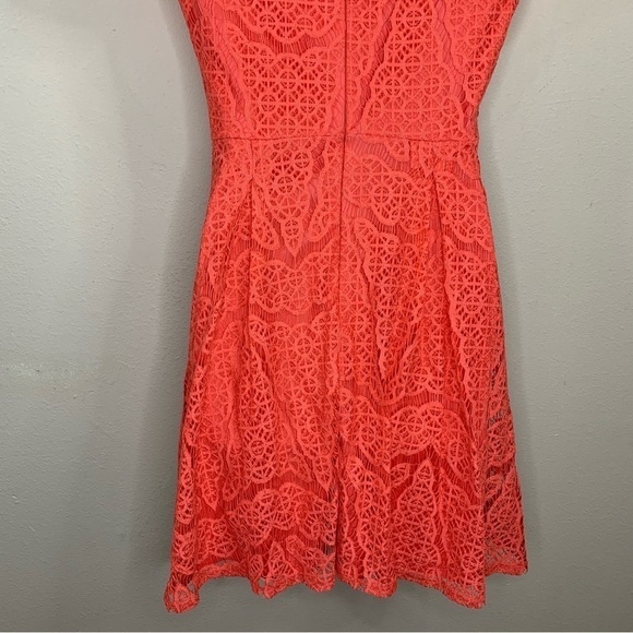 Size 6 Apt 9 Peach Orange Lace Event Party Cocktail Dress Short Sleeve - Picture 6 of 11